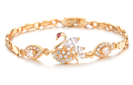 Luxury Shining Imitation Crystal Inlaid Swan Design Bracelets Womens