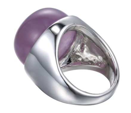 Simple Korean Purple Stone Rings Womens Silver Plated Alloy Big Rings