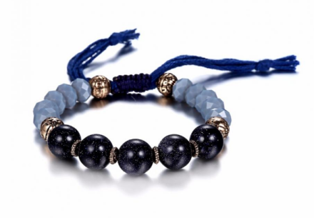 Classical Blue Imitation Crystal Stone Beads Strand Bracelets Womens