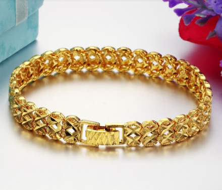 Luxury Shiny Gold Plated Bracelets Womens Hot Sell Wedding Jewelry 