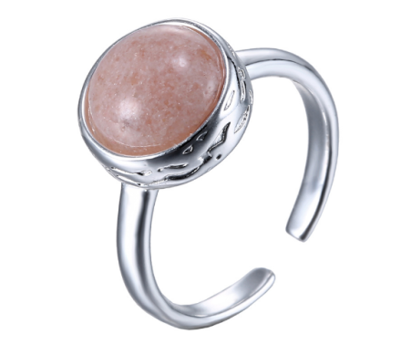 Elegant Pink Semi-Precious Stone Rings Womens Silver 