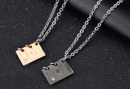 Romantic" Love Story''Book Design Pendant Necklaces For Lover Stainless Steel