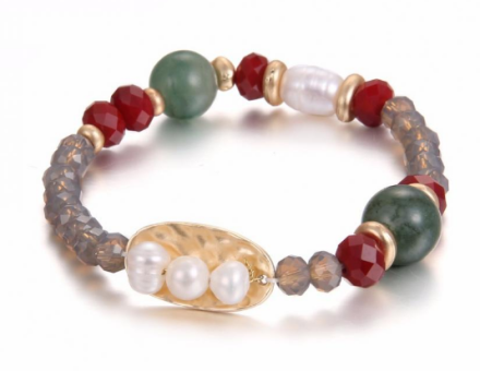 Bohemian Imitation Crystal Stone Beads Strand Bracelets Womens Alloy Pendant