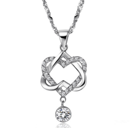 Romantic Double Hearts Pendant Necklaces Womens