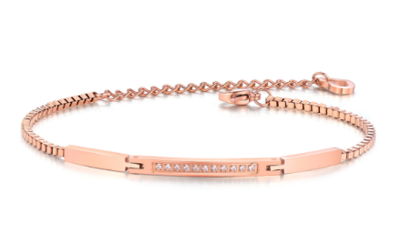 Romantic Love Heart Pendant Inlay Shiny Cubic Zirconia Bracelets Rose Gold Plated Cube Link Chain Bracelets Womens