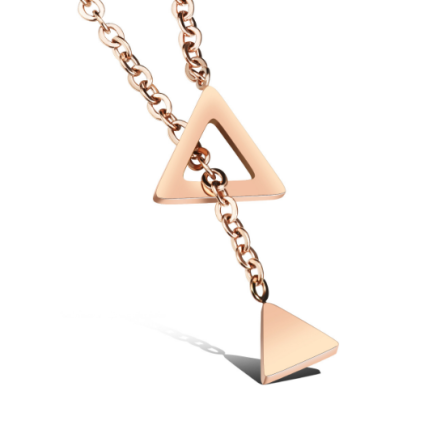 Special Double Hollow Triangle Pendant Necklaces Womens