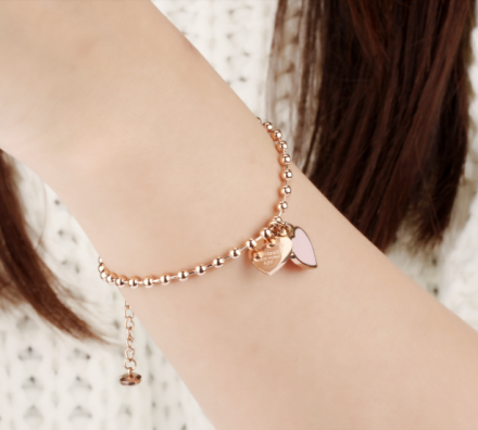 Rose Gold Plated Korean Fashion Bracelets Womens Stainless Steel 