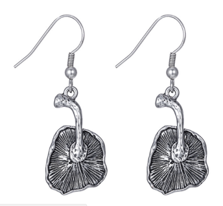 Classical Ancient Silver Plated Alloy Drop Earrings Plant Elements Mushroom