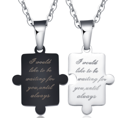Romantic Letter Puzzle Couple Necklaces Stainless Steel