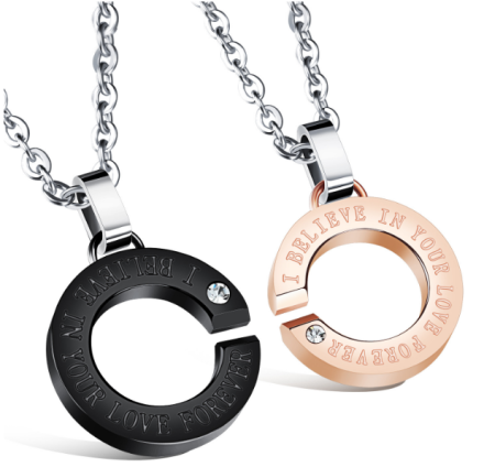 Romantic Open ''C'' Shape Round Design Pendant Necklaces