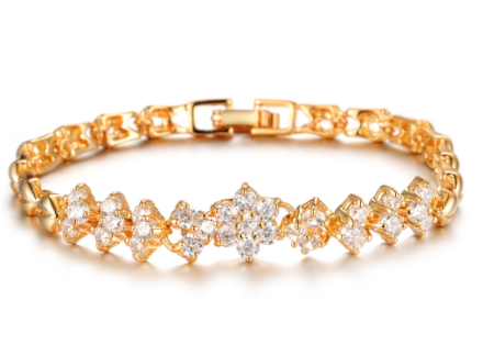 Korean Gold Plated Bracelets Womens Luxury White Stones 
